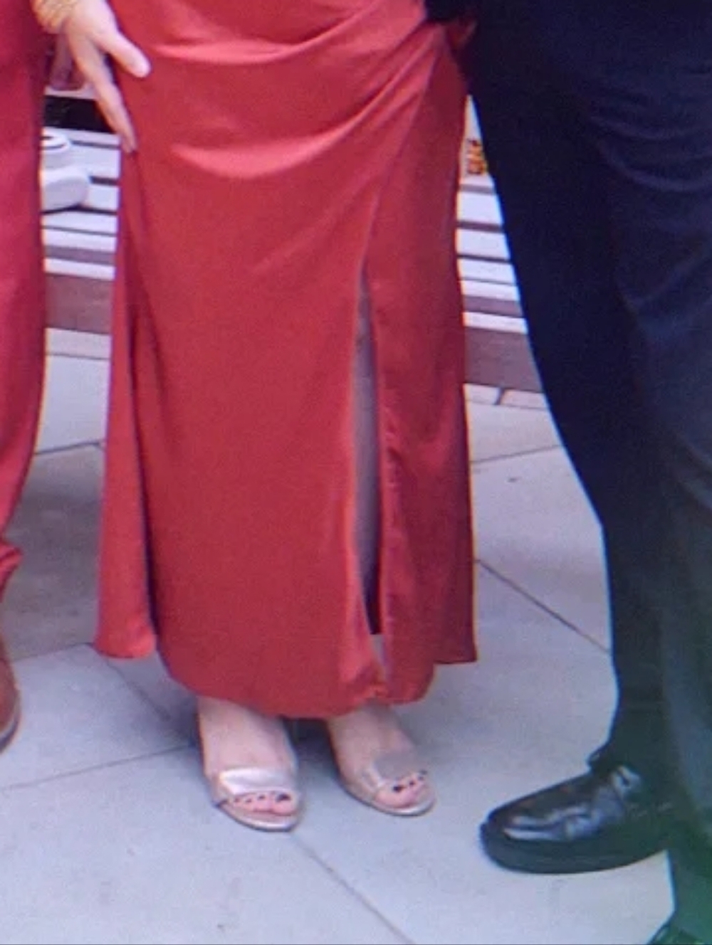 Baltic Born Monet Rust Satin Maxi Dress with Side Leg Slit Size Large - Picture 10 of 12
